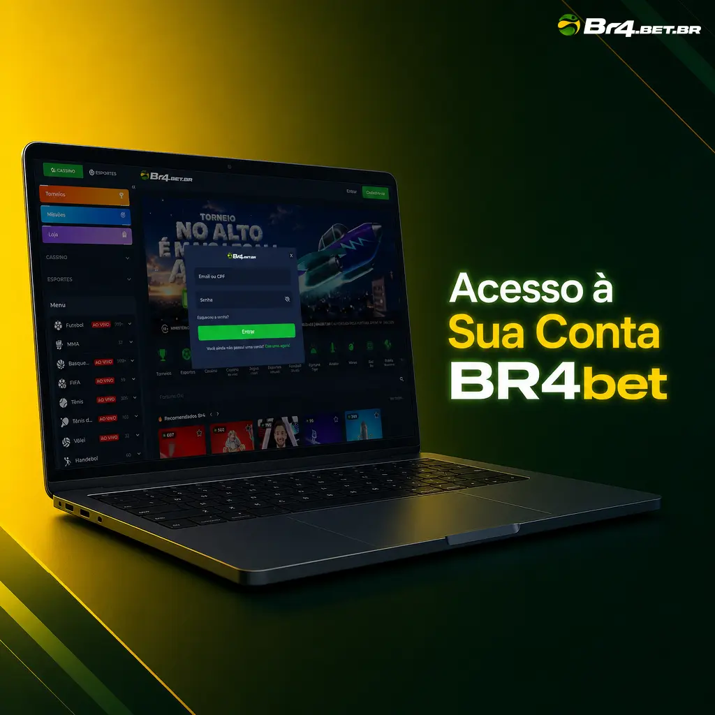 Tela de login da BR4bet com campos para e-mail ou telefone e senha para acessar o painel da conta.
