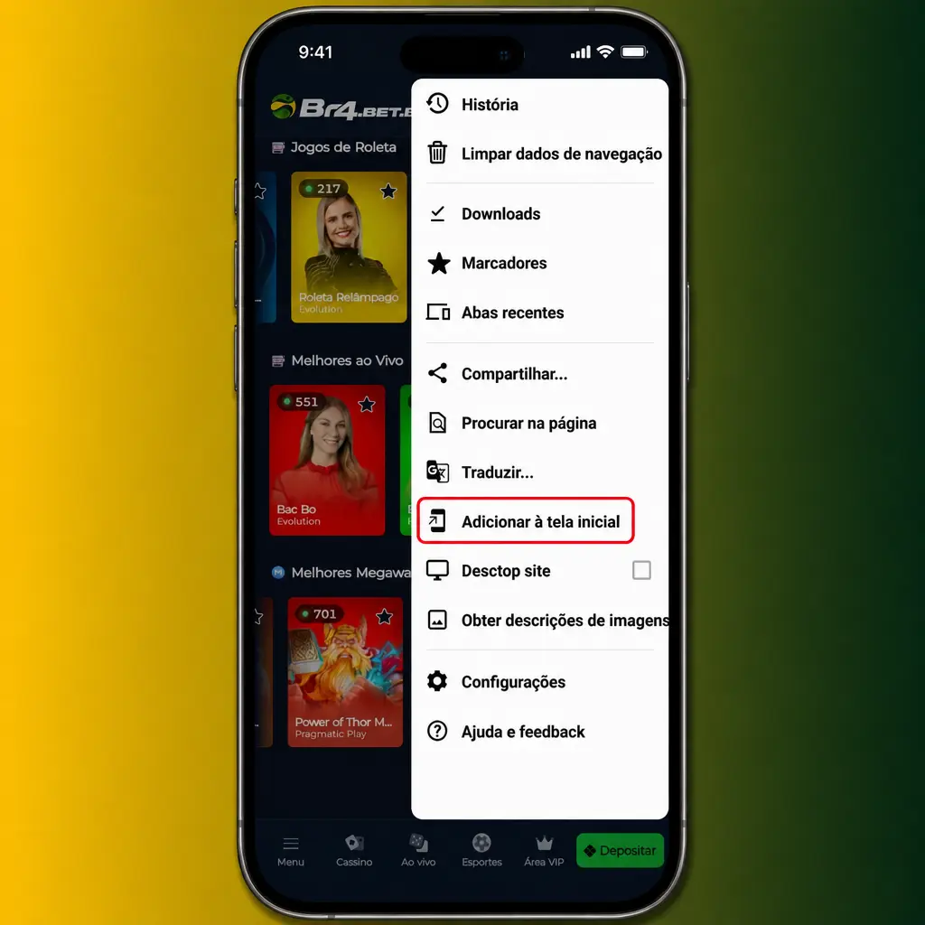 Tela de download e instalação do aplicativo BR4bet em APK para dispositivos Android
