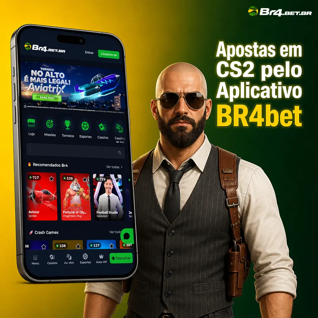 Aplicativo BR4bet para apostas em CS2 com odds ao vivo, notificações de partidas e mercados completos de Counter-Strike 2.
