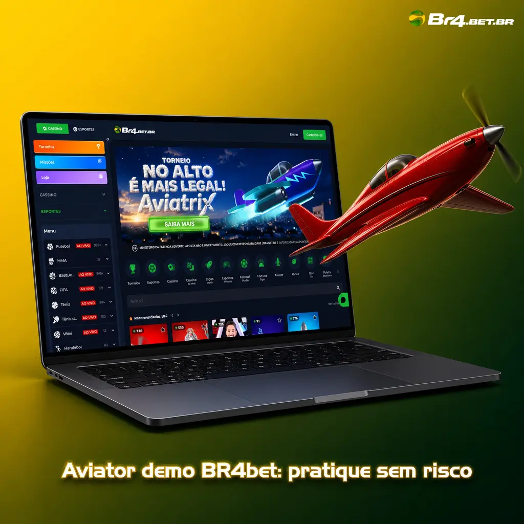 Tela do Aviator demo na BR4bet mostrando avião vermelho e multiplicador em modo gratuito sem risco