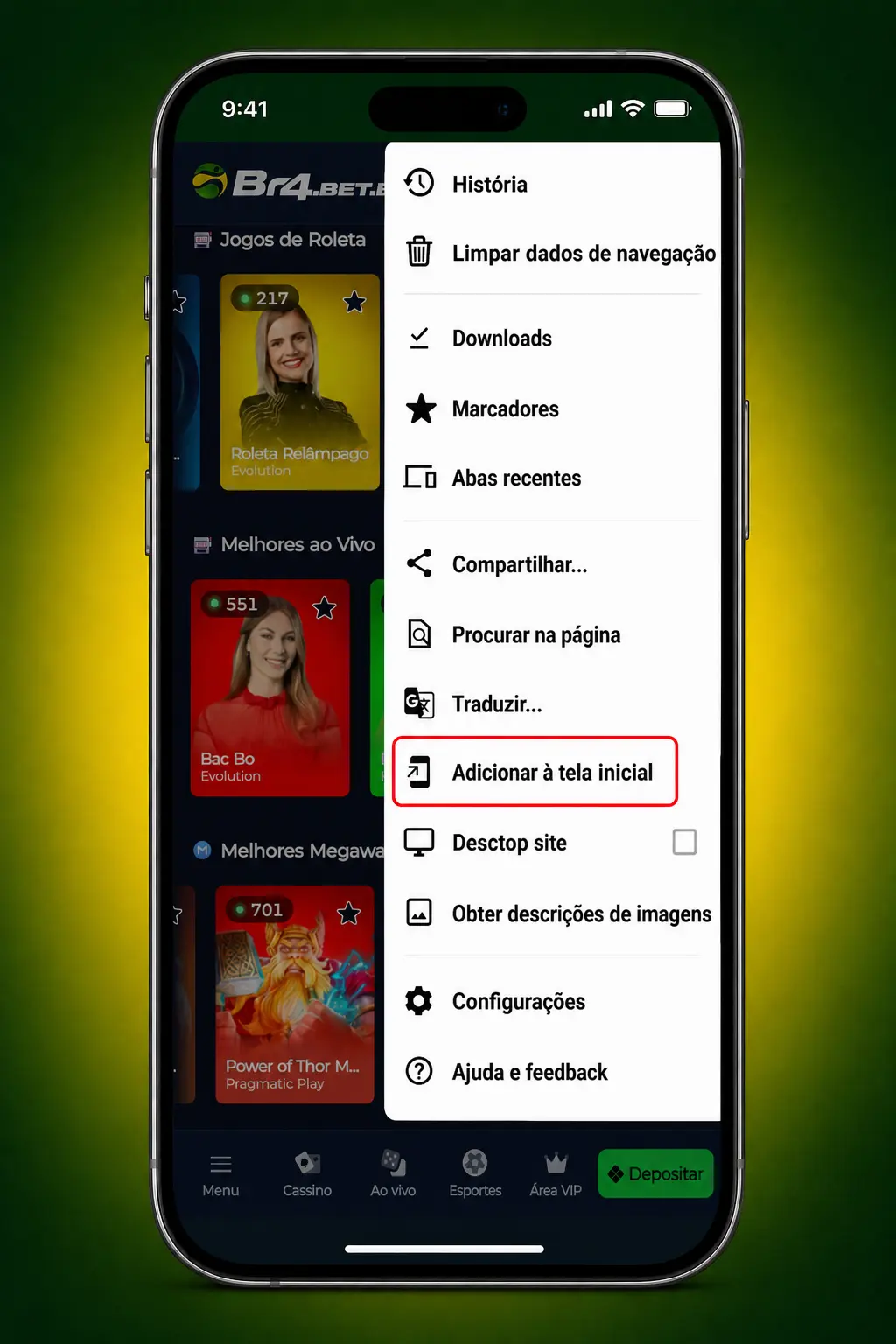 Passo a passo para baixar e instalar o APK do Aviator BR4bet no Android pelo site oficial.