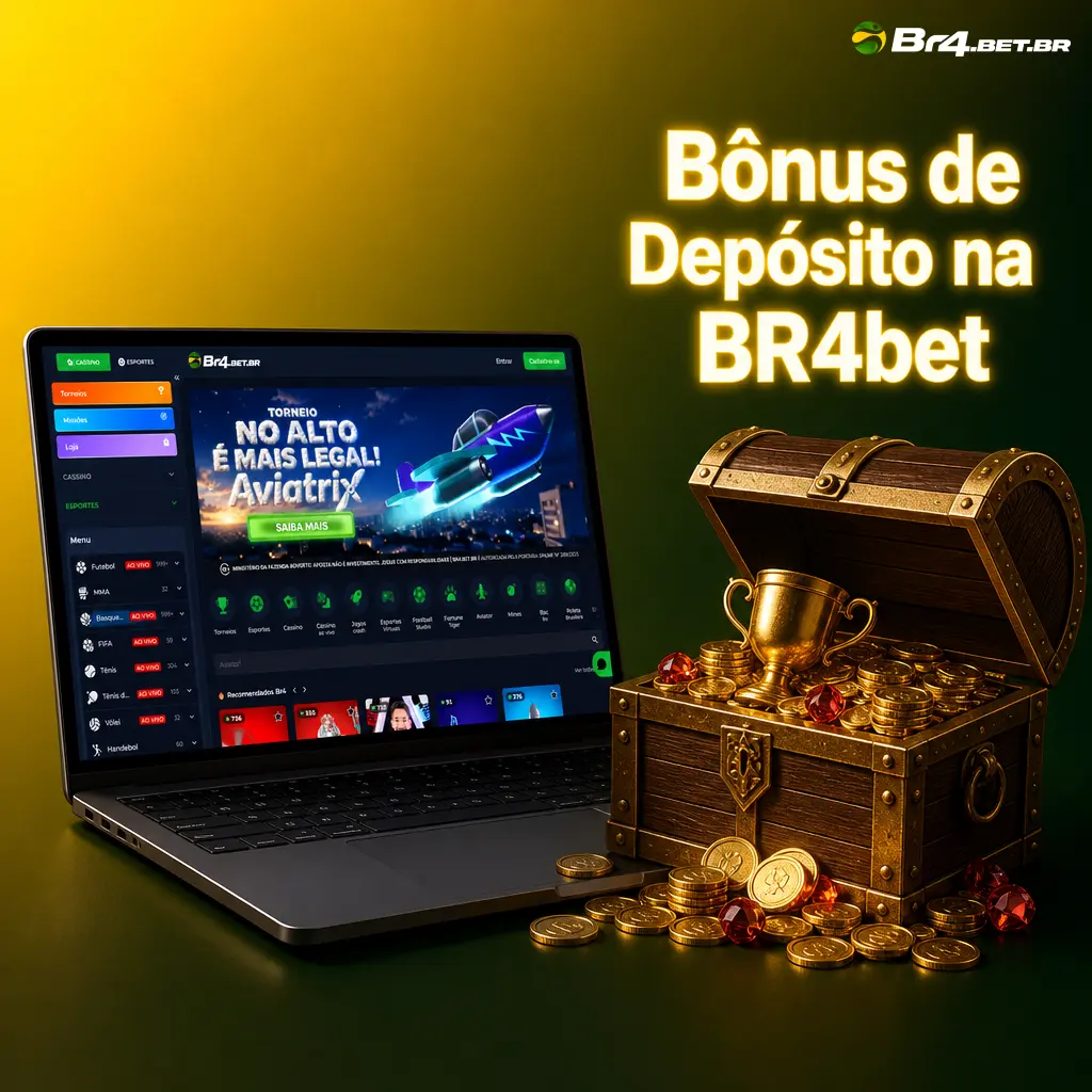 Bônus de depósito BR4bet: 100% até 600 BRL no primeiro depósito via Pix, cashback semanal e rodadas grátis em slots.