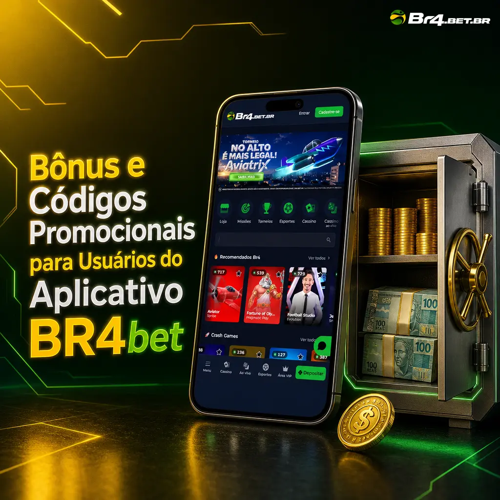Bônus de 100% até R$300 no app BR4bet: código promocional, cashback e ofertas exclusivas para novos usuários.