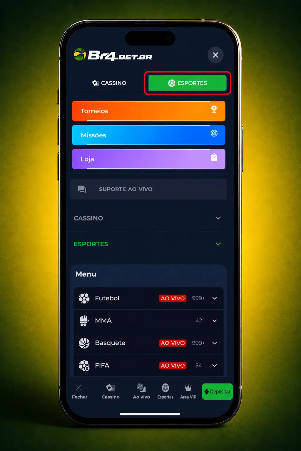 Interface do aplicativo BR4bet Basquete mostrando mercados de apostas e boletim otimizado para celular