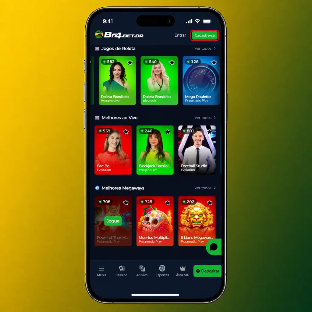 Passo a passo para criar uma conta no aplicativo BR4bet com formulário de cadastro