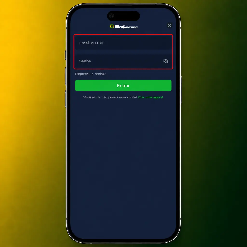 Passo a passo de como fazer login na conta, mostrando os campos de usuário, senha e botão de entrar.