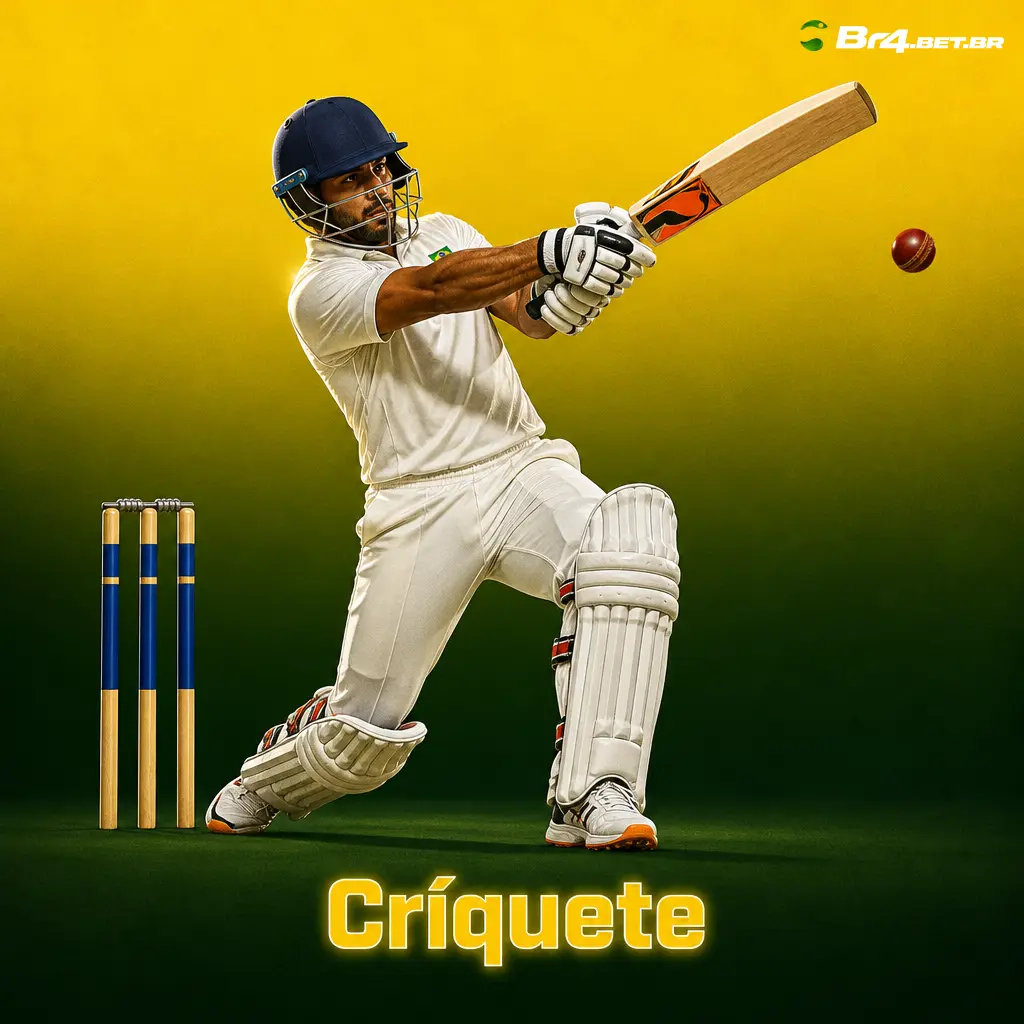 Jogo de críquete com apostas da BR4bet para IPL, Test, ODI e T20, incluindo vencedor e total de corridas