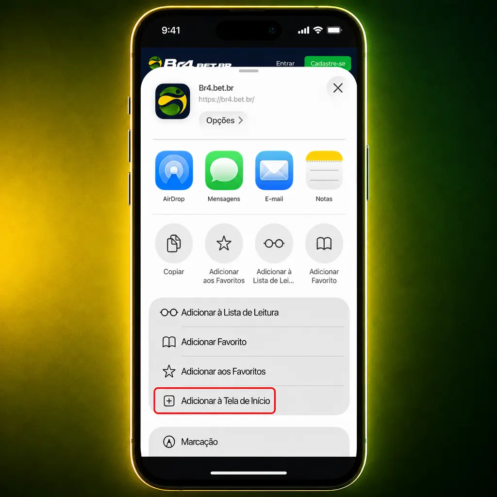 Guia passo a passo para instalar o aplicativo BR4bet em iPhone ou iPad via Safari
