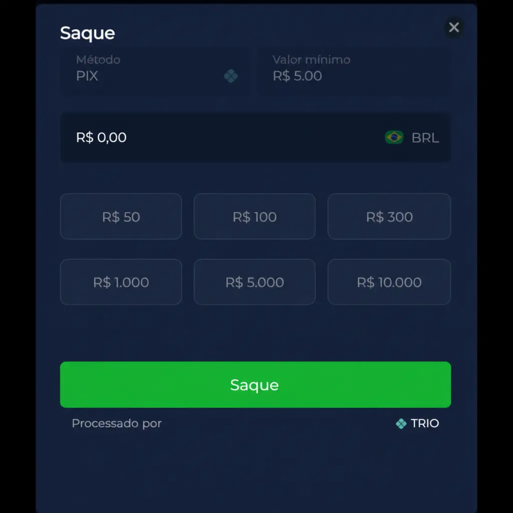 Guia passo a passo para sacar fundos via Pix, com saque mínimo de 50 BRL e aprovação em até 30 minutos
