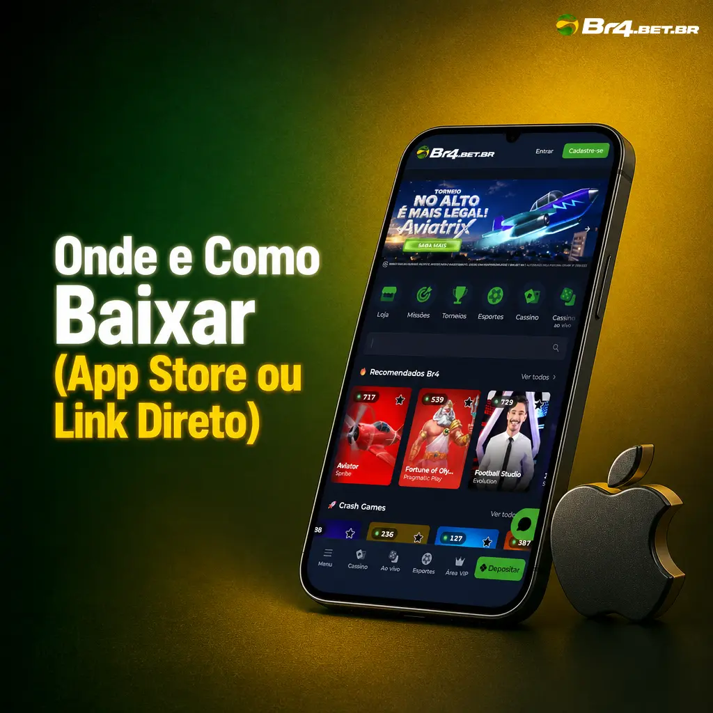 Como baixar o app BR4bet na App Store ou via link direto e instalar o Web App (PWA) pelo Safari no iPhone.