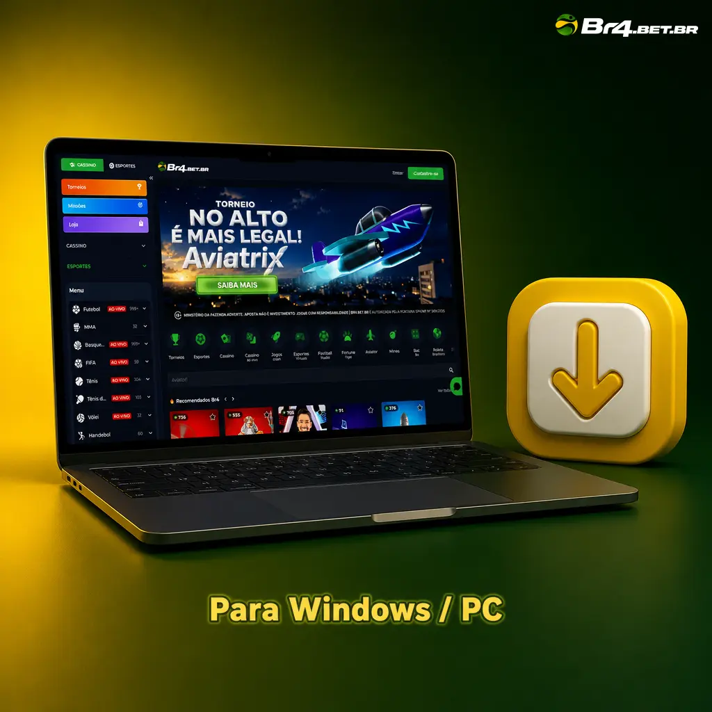 Aplicativo BR4bet para Windows: baixe o instalador .exe e instale no PC para apostar com mais estabilidade.