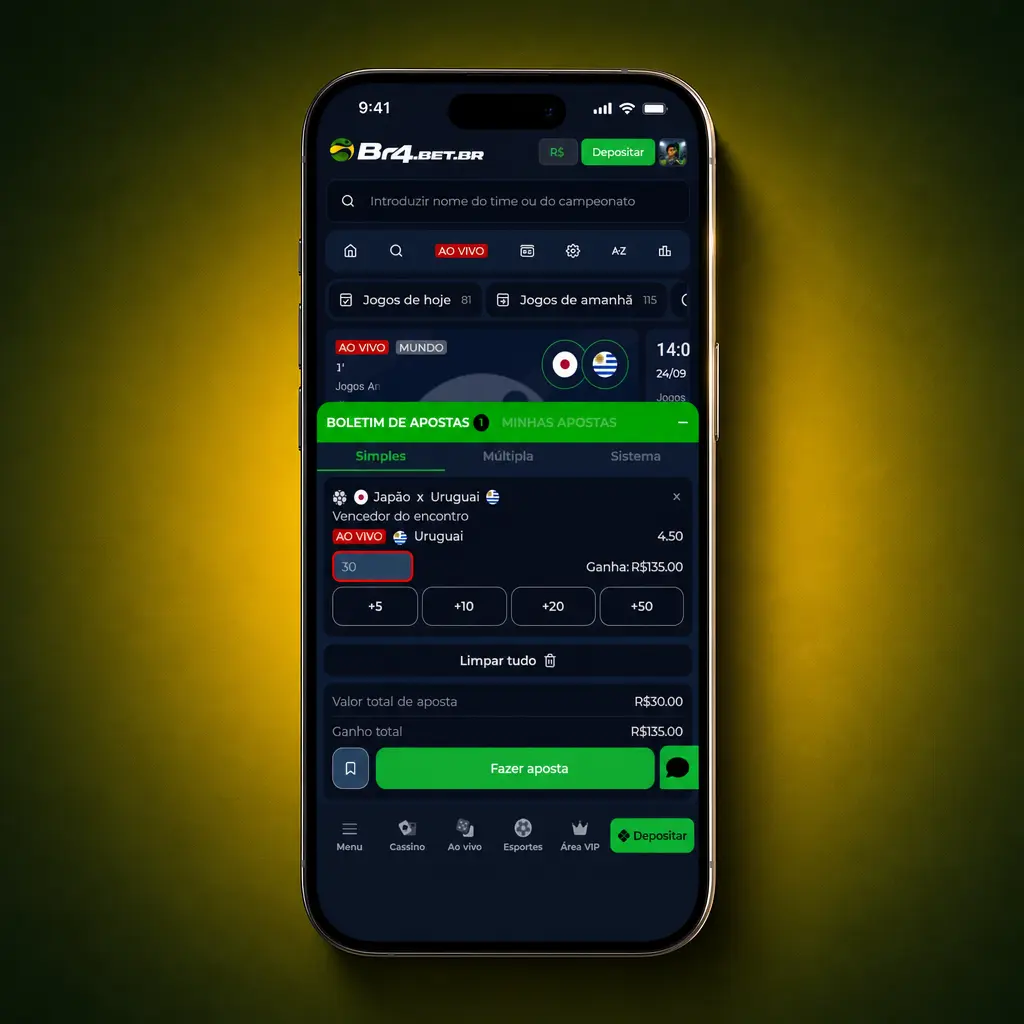 Passo a passo de como apostar em esportes no BR4bet: login, escolha do jogo, cotação e confirmação da aposta.