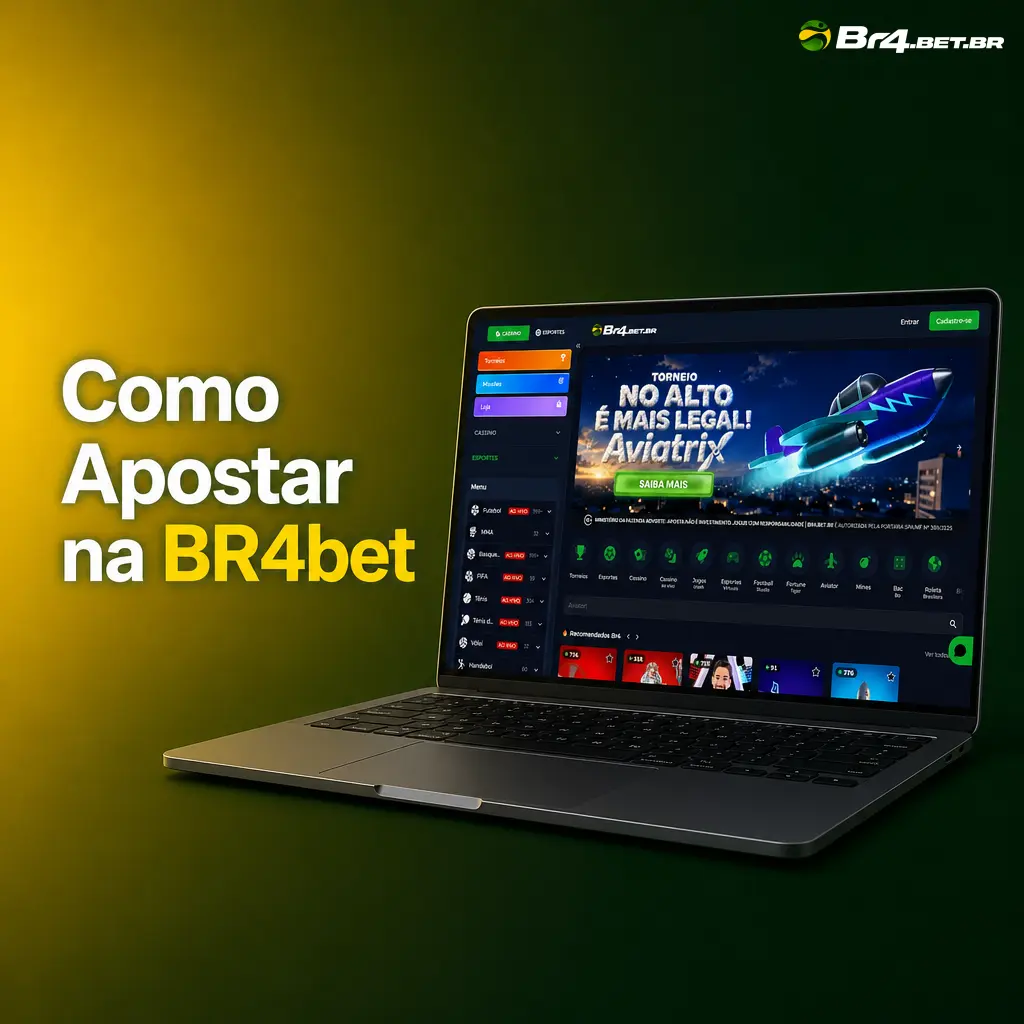 Passo a passo de como apostar na BR4bet: cadastro, depósito via PIX e confirmação da aposta esportiva.