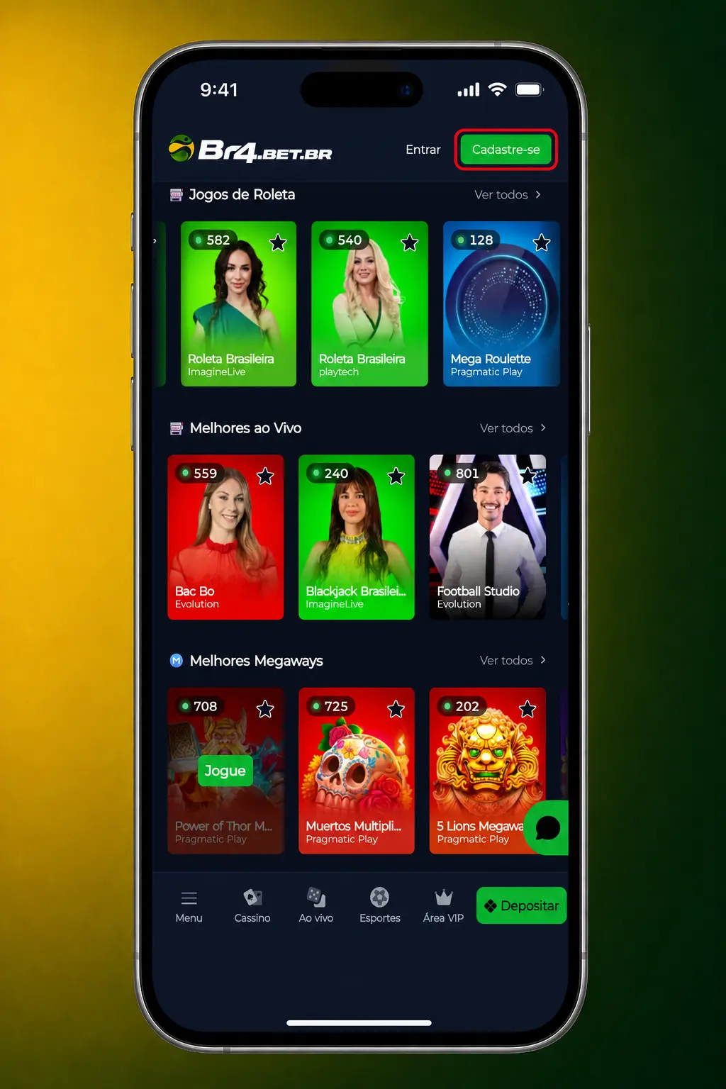 Passo a passo para criar conta no BR4bet: registrar, informar dados, aceitar termos e confirmar código.