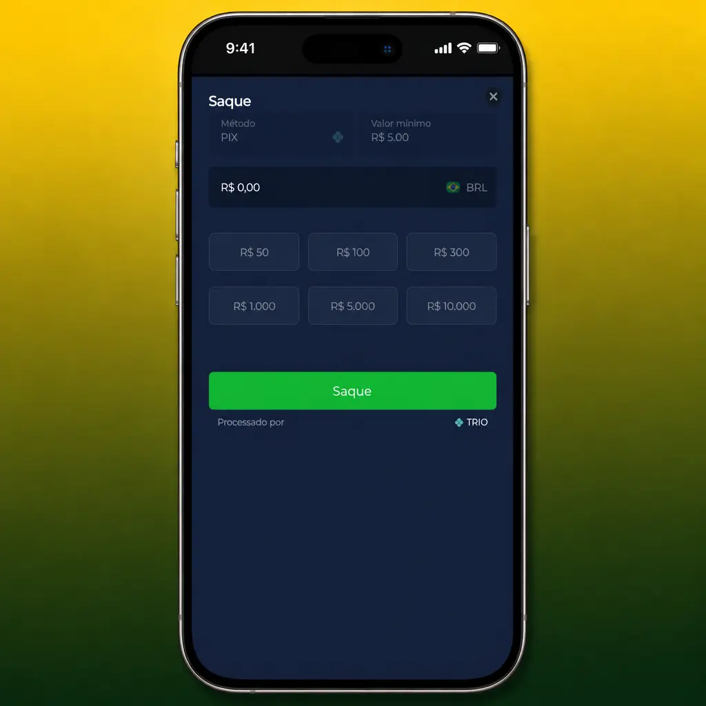 Passo a passo para sacar do BR4bet: login, menu de saque, escolha do método Pix e confirmação do valor.