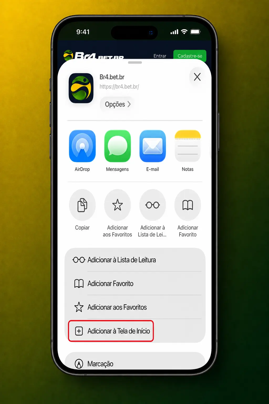 Passo a passo para instalar o aplicativo Aviator da BR4bet em dispositivos iOS pelo navegador Safari