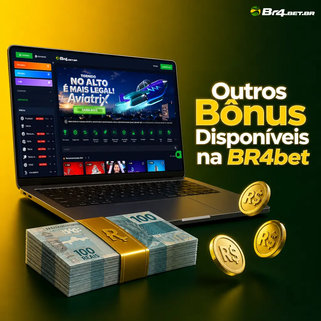 Outros bônus da BR4bet: rodadas grátis, cashback semanal, bônus de indicação e recompensa de aniversário para jogadores ativos.