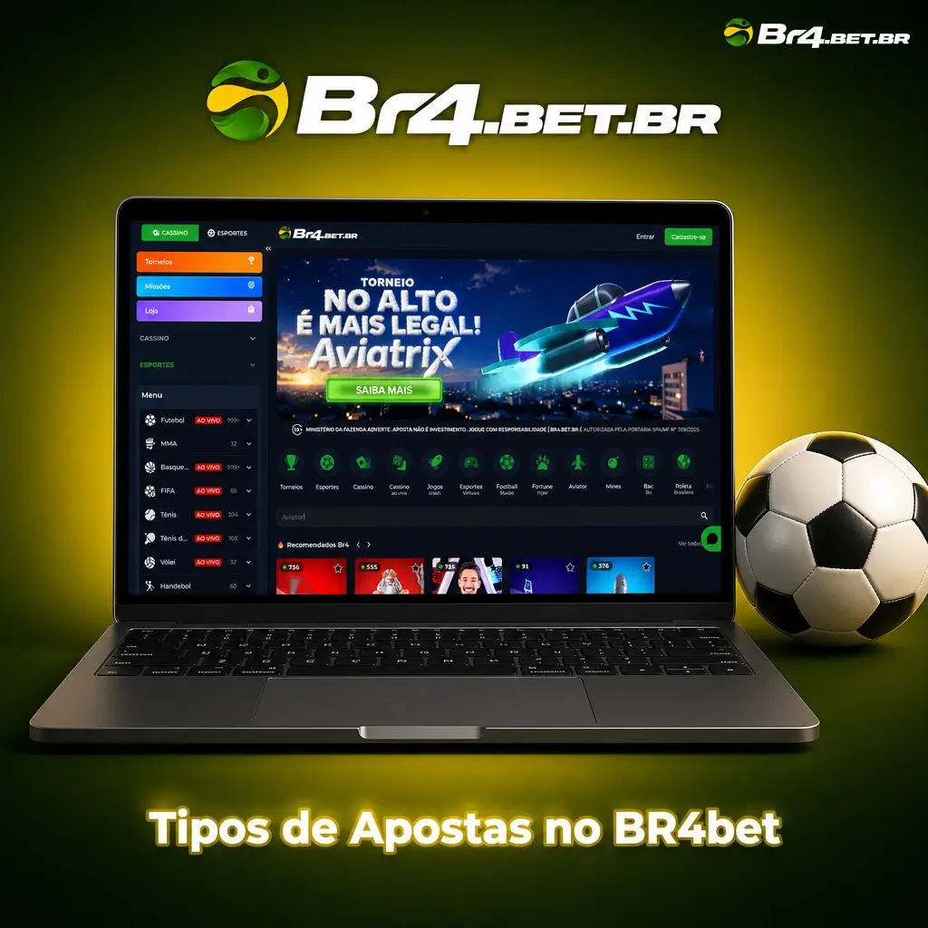 Tipos de apostas no BR4bet: simples, múltipla e sistema, com regras de pagamento e combinação de odds.